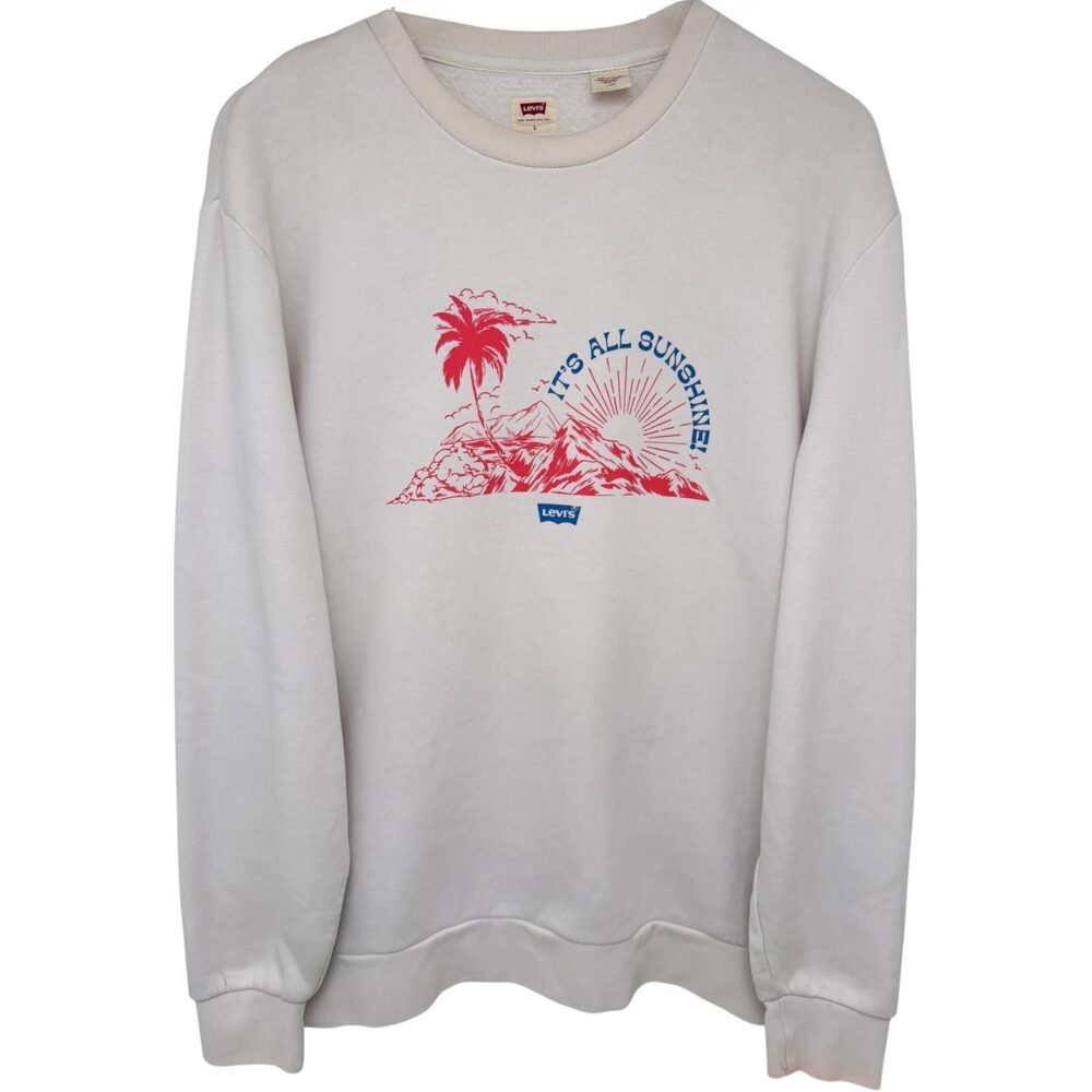 Levi's Palm tree, mountains and sun Pullover Sweatshirt Men's L White